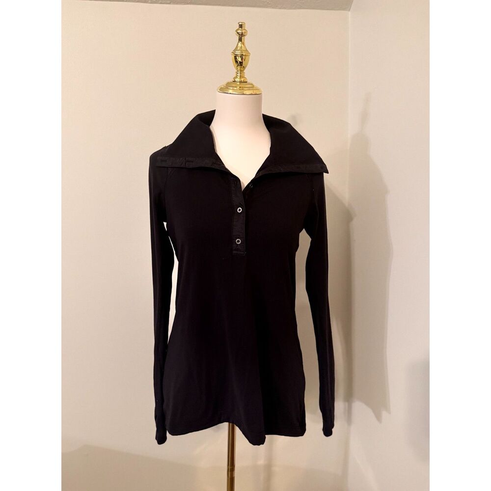 Lululemon Black Long Sleeve Running Top Snap Cuffs Reflective Vent Athletic